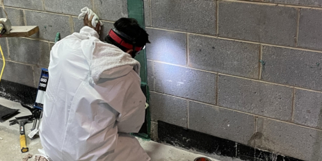 carbon fiber basement wall repair richmond in progress | Kefficient