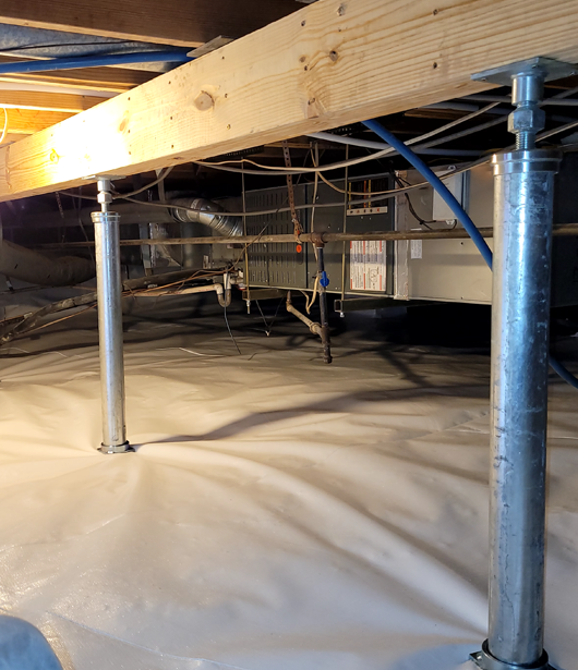 Crawl Space With New Supports  | Home Support Beam Repair Richmond | Kefficient