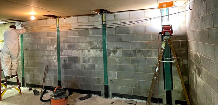 stable basement wall with wall braces & anchors installed | Kefficient | Richmond