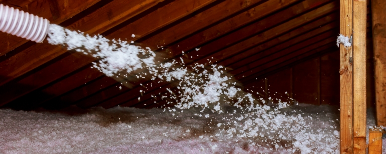 blown in insulation in an attic